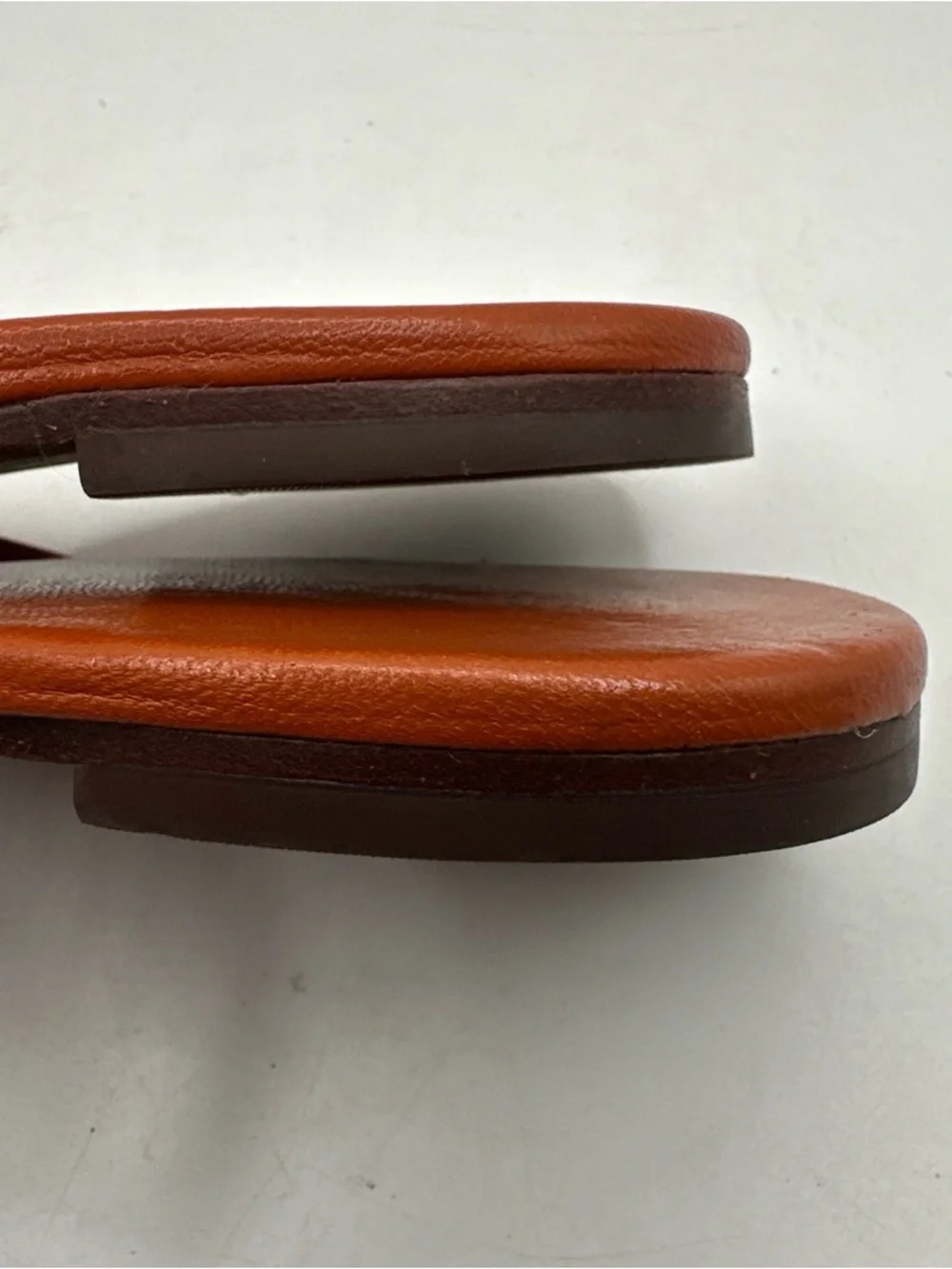 Tory Burch‎ Rust Brown Leather Logo Thong Sandals Sz 9